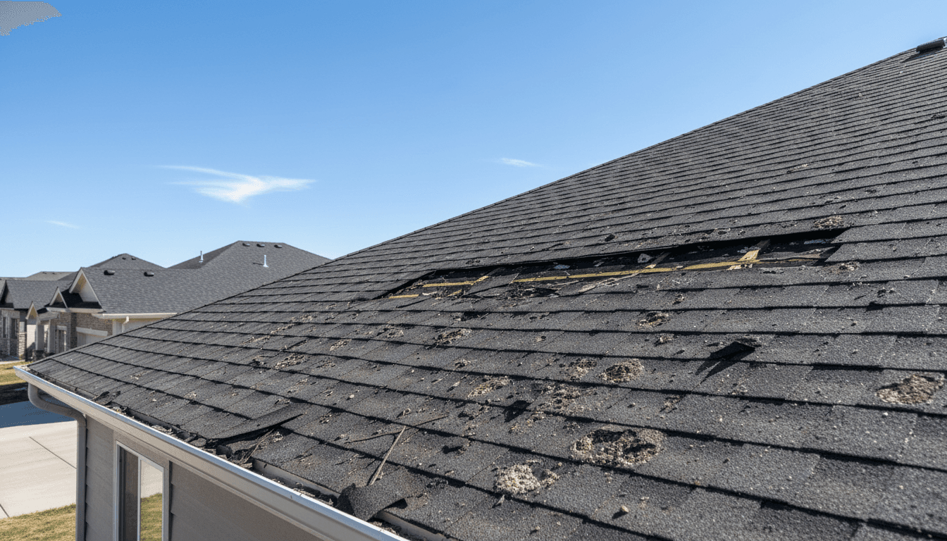 Hail-damaged residential roof in Ogden, Utah