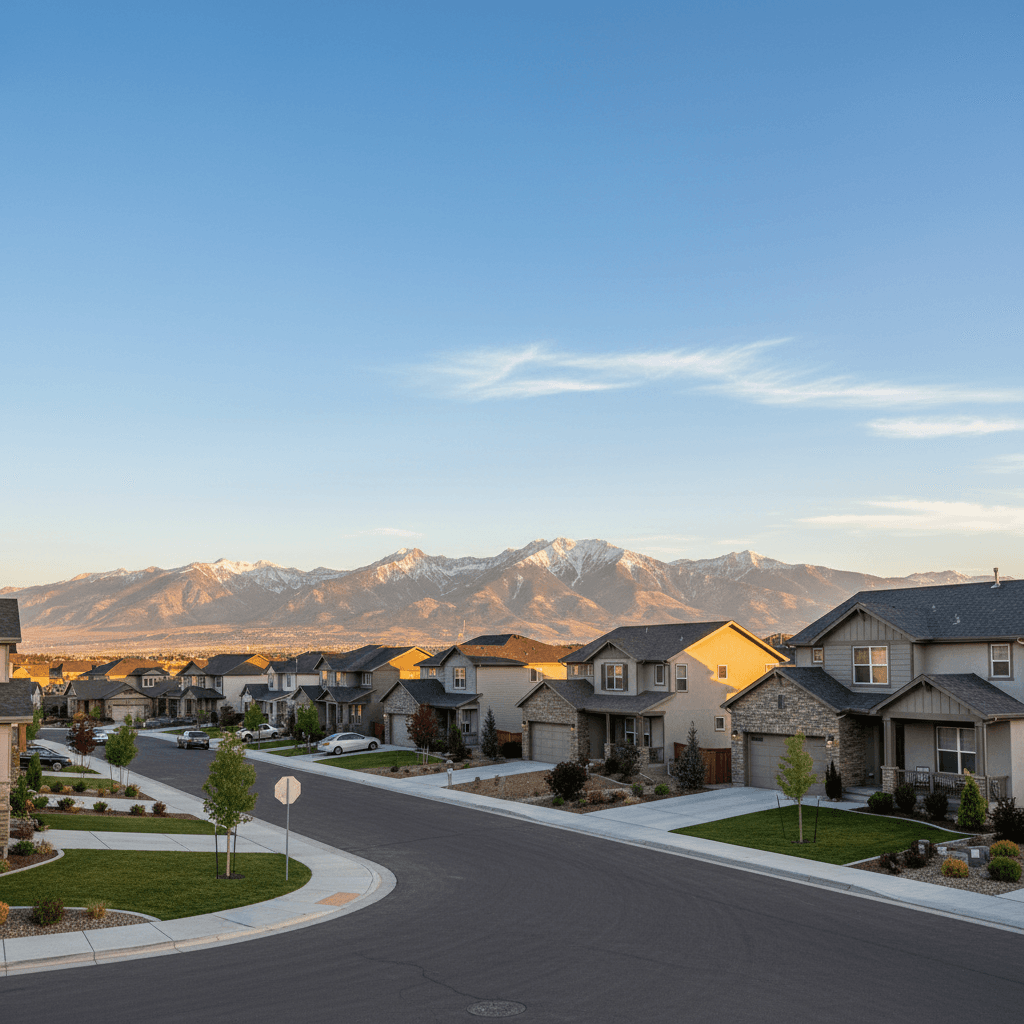 Homes in South Jordan, Utah under open sky