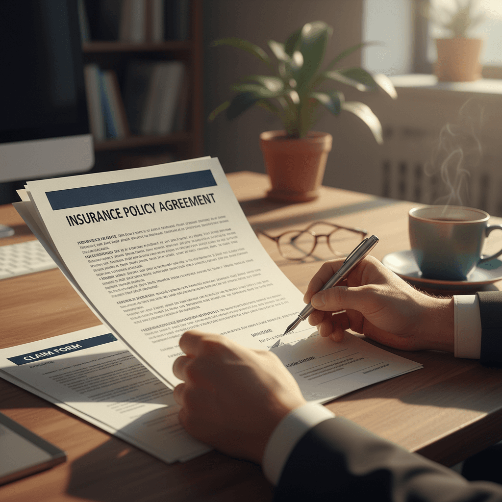 Public adjuster comparing policy document with contractor estimate